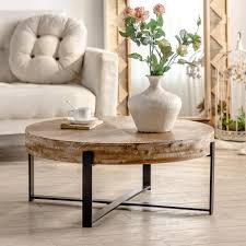Round Coffee Table With Fir Wood Table