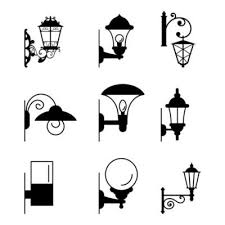 Garden Lamp Icon Set Vector