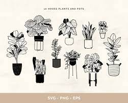 Potted House Plants Svg Clipart Indoor