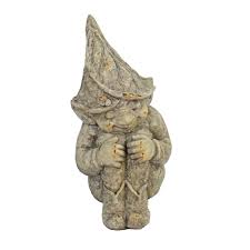 Gnome Sitting 36cm Weathered Dark Stone