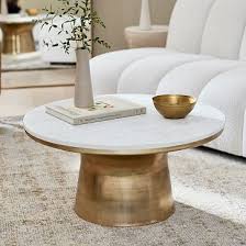 Marble Topped Pedestal 30 5 Coffee Table Marble Antique Brass West Elm