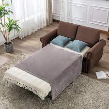 Linen Loveseat Sofa Bed With Twin Size