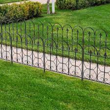32 In H X 24 In Black Steel Garden Fence Panel Rustproof Decorative Garden Fence 10 Pack