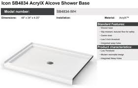 White Shower Base 48 X 34 Alcove
