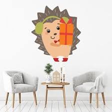 Festive Hedgehog Wall Sticker