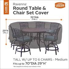 Classic Accessories Ravenna Tall Round Patio Table Chair Set Cover