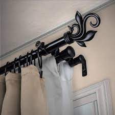 Emoh 13 16 Dia Adjustable 28 To 48 Triple Curtain Rod In Black With Andrea Finials