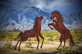Mustang Horses Fighting Metal