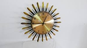 Brass Sunburst Wall Clock From Atlanta