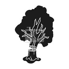 Falling Tree Icon In Black Style