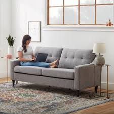 Brookside Ellen 75 Upholstered Scooped Arm Sofa Light Gray