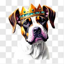 Adorable Boxer Dog Wearing Crown Png