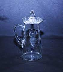 Antique Clear Glass Lidded Pitcher With