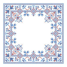 Square Frame Cross Stitch Pattern Folk Art