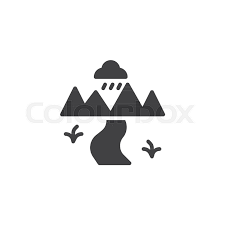 Nature Landscape With River Vector Icon