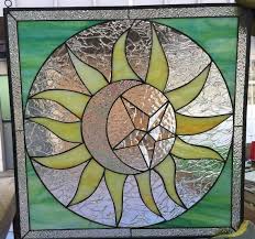 Moon Stained Glass Window Panel