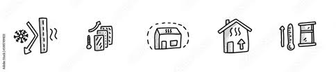 House Heating System Icon Set Home