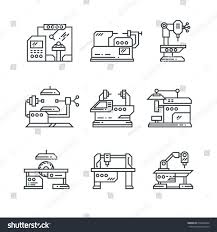 Industrial Machines Vector Line Icons