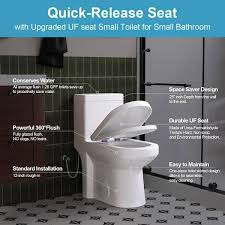 Horow 1 Piece 1 1 Gpf 1 6 Gpf Dual Flush Round Toilet In White With Durable Urea Formaldehyde Seat Included