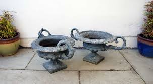 Decorative French Cast Iron Garden Urns