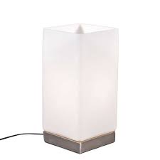 Table Lamp Accu Steel And White Glass