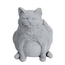 Nicholsbrosstoneware Happy Fat Cat Statue Antique Gray