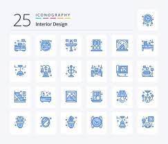 Interior Design 25 Blue Color Icon Pack