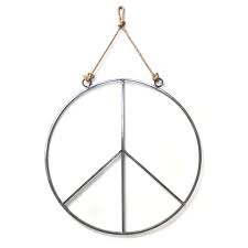 Hanging Round Metal Peace Sign Peace