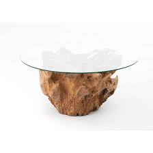 Glass Top Tree Trunk Coffee Tables