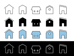 House Icon Line Drawing Monochrome