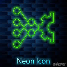 Glowing Neon Line Neural Network Icon