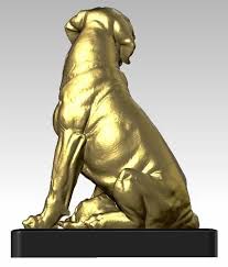 Gold White Labrador Dog Statue For