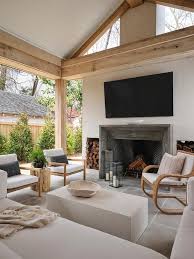 Tv Above Patio Fireplace Design Ideas