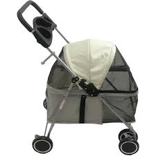 Critter Sitters Single 4 Wheel Pet Stroller For Pets 33 Lbs And Under Gray