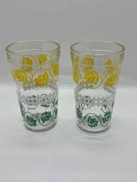 Vintage Iced Tea Glasses Yellow And