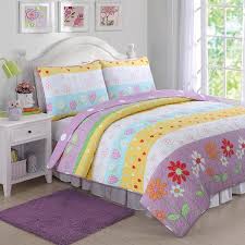 Stripe Cotton Poly Queen Quilt Bed Set
