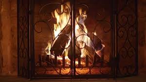 Burning Modern Fireplace Isolated On