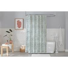 White Chevron Shower Curtain Thd