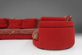 Modular Sofa In Red And Patterned