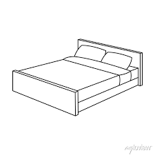 Bed Icon In Outline Style Isolated On