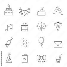 Happy Birthday Party Vector Icons Set