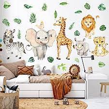 Watercolor Jungle Animal Wall Decals