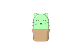 Cat Sticker Icon Fruit Plant Cactus