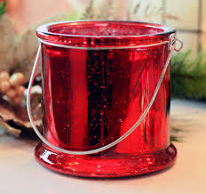 5 Inch Red Mercury Glass Candle Holder