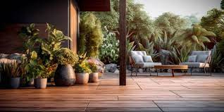 Wooden Deck Stone Accents