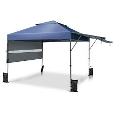 10 Ft X 17 6 Ft Blue Outdoor Instant Pop Up Canopy Tent With Dual Half Awnings