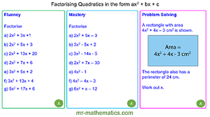 Factorising Quadratics Mr Mathematics Com