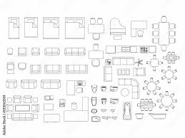 Set Furniture Elements Outline Symbol