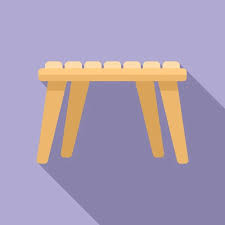 Wooden Patio Furniture Icon Flat Vector