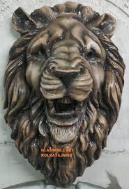 Black Fiberglass Frp Lion Face Wall